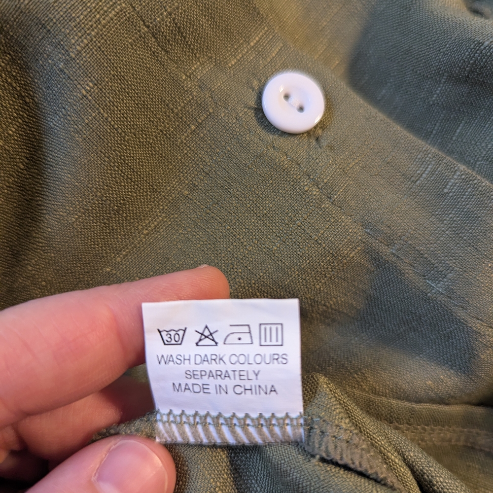 107. NWOT Green Button Down Shirt with Short Sleeves - Picture 6 of 6